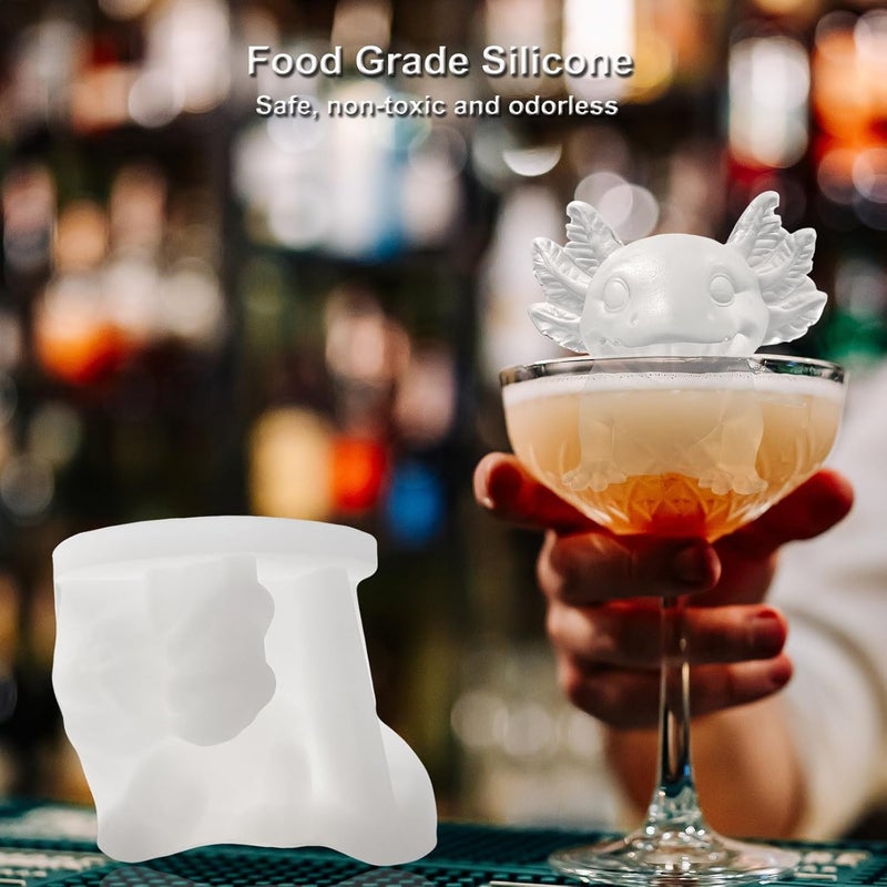 SIUPER 3D Axolotl Ice Cube Silicone Molds Tray for Whiskey, Cocktail, Drink, Bar; Rich Details. Fun Animal Mold for DIY Craft Taba Squishy Chocolate Soap Candle Resin Gift for Women Girls Boys; 2 Pack - Image 5